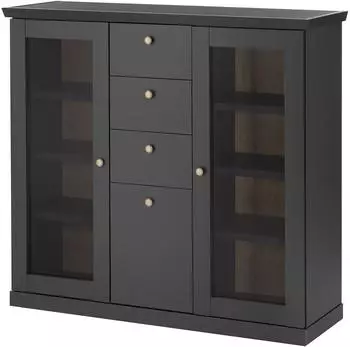 Mid.you Lynn Highboard 7 F&auml;cher, 3 Schubladen, schwarz, 129x118x42cm (002498023612)
