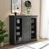 Mid.you Lynn Highboard 7 Fächer, 3 Schubladen, schwarz, 129x118x42cm (002498023612)