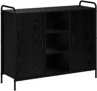 vidaXL Sideboard Schwarz Eichen-Optik 97 x 33 x 81 cm Holzwerkstoff