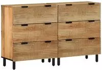 vidaXL Sideboards 2 Stk. Braun 60x33x75 cm Massivholz Mango