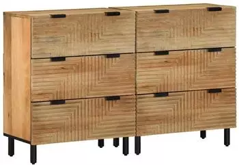 vidaXL Sideboards 2 Stk., braun, 60x33x75cm, Massivholz Mango