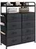 LuxusKollektion Kommode 8 Stoffschubladen, 2 Holzregale, schwarz, 80x30x100cm