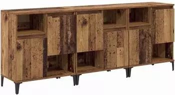 vidaXL Sideboard 3er-Set, Holzwerkstoff, Altholz-Optik, 60x35x70cm