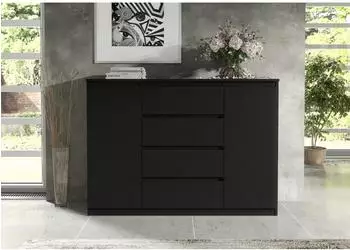 RAUMHIRSCH Kommode 140cm, 2 Türen, 4 Schubladen, schwarz (800001522924)