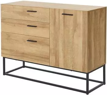 en.casa Lavangen Sideboard 3 Schubladen, Eicheoptik, 100x75x35cm