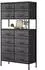 LuxusKollektion Hochkommode 12 Stoffschubladen, Metallgestell, schwarze Holzoptik (80×35×163cm)