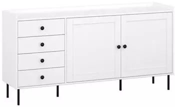 Feldmann-Wohnen IDO Kommode 151x40x80cm, weiß, 2 Türen, 4 Schubladen