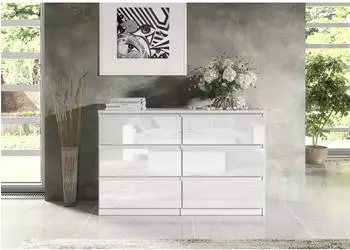 RAUMHIRSCH Kommode 6 Schubladen, weiß hochglanz, 139x79x39cm (800001522919)