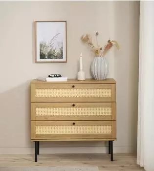 Selsey Mogest Kommode 3 Schubladen, Technorattan-Geflecht, beige (MM5903025017372)