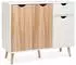 LuxusKollektion Sideboard mit Schubladen und Türen, weiß/Natur, 90x30x74cm