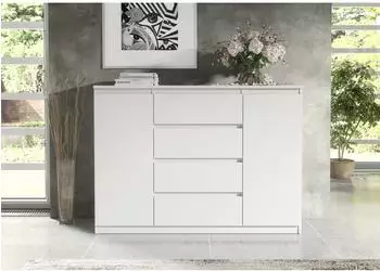 RAUMHIRSCH Kommode weiß, 2 Türen, 4 Schubladen, 120x102x39cm (800001522946)