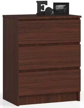 RAUMHIRSCH Kommode mit 3 Schubladen, Holzwerkstoff, dunkelbraun, 60x77x40cm (800001325433)