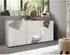 Homemania Vittoria Sideboard 3 Türen, Hochglanz weiß mit Spiegel-Siebdruck (181cm)