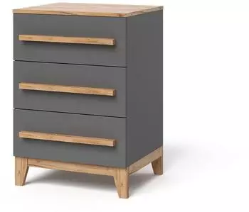 VitaliSpa Malia Kommode 3 Schubladen, grau/Artisan-Eiche, 60x88cm