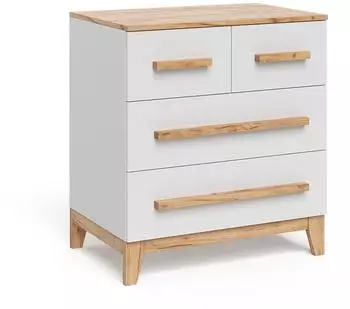 VitaliSpa Malia Kommode weiß/Eiche Artisan, 4 Schubladen, 80x88cm