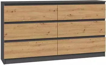 RAUMHIRSCH Kommode Anthrazit/Artisan 6 Schubladen, 138x75x40cm (800001457077)