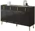 LuxusKollektion Sideboard 140cm, schwarz, goldene Griffe und Beine, 2 Schränke, 4 Schubladen