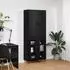 vidaXL Highboard 2-tlg., schwarz Eichen-Optik, Ingenieurholz & Glas