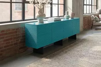Kawola Sideboard LYNN 4 T&uuml;ren petrol, 180x75x40cm (800001495318)