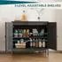 LuxusKollektion Sideboard mit 2 Rattan-Türen, 2 Fächer, schwarz, 80x40x72cm