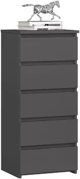 Akord Furniture Factory Kommode CL5 5 Schubladen, 40x35x92cm, graphitgrau (OP0LCL5SZAR001)