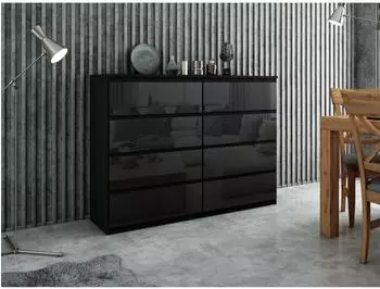 RAUMHIRSCH Kommode 6 Schubladen, schwarz Hochglanz, 120x102x39cm (800001522889)