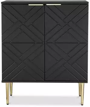 LuxusKollektion Sideboard mit 2 Türen, Rautenmuster, schwarz, Holzwerkstoff, 73,7x39,9x87,6cm