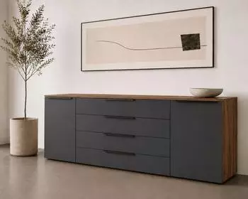 Borchardt-Möbel Sideboard Tom 200 cm, 2 Türen, 3 Schubfächer eiche vintage / graphit (60680655)