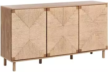Beliani Bondi Sideboard 3 Türen, Papierseil-Front, hellbraun