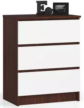 RAUMHIRSCH Kommode mit 3 Schubladen, dunkelbraun/weiß, 60x77x40cm (800001325398)