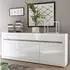 Lomado COGO-61 Sideboard hochglanz weiß, Betonoptik, 217x90x42cm (7Wi2CA51)