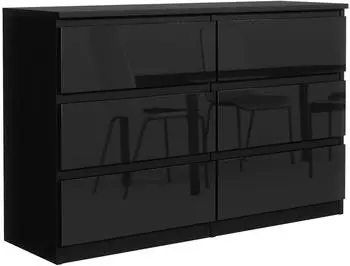 RAUMHIRSCH Kommode 6 Schubladen, schwarz Hochglanz, 139×79×39cm