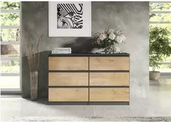 RAUMHIRSCH Kommode Lancelot 6 Schubladen, 120x79x39cm, anthrazit/Eiche San Remo (800001522961)