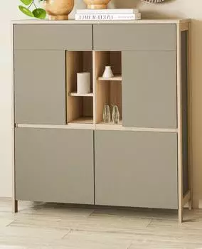 Furn.Design Finnes Highboard salbeigrün, Eiche 111x125x39cm, Soft-Close (800001516191)