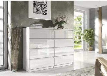 RAUMHIRSCH Kommode weiß Hochglanz, 120x102x39cm, 8 Schubladen (800001522904)