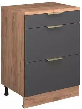 VICCO Rion Erweiterungskommode 3 Schubladen, anthrazit/Goldkraft Eiche (60765)