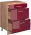 VICCO Rion Erweiterungskommode 3 Schubladen, rot hochglanz/Goldkraft Eiche, 60x46cm (60772)