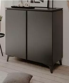 Furn.Design Visby Kommode 2-türig, grau/Schiefer, 88x92cm
