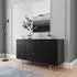Lomado NADOR-132 Sideboard 150cm, matt schwarz, Rillenoptik
