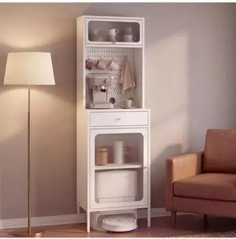 MCW Highboard P99 Metall/Glas 182x54x40cm, wei&szlig;