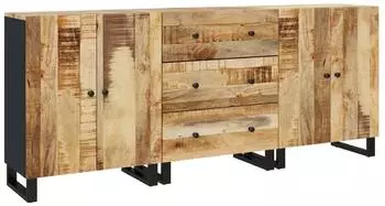 vidaXL Sideboards 3 Stk. raues Mangoholz