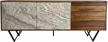 Finebuy Sideboard 175cm Sheesham Massivholz Steinoptik (FB110136)