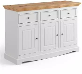 Feldmann-Wohnen Belluno Elegante Sideboard 3 Schubladen, Kiefer Massivholz, 130x45x85cm