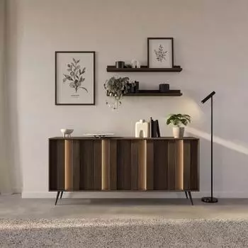Selsey Amaro Sideboard Eichenholzoptik, 4 T&uuml;ren, LED-Beleuchtung, 183cm