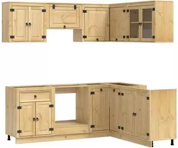 vidaXL SKI K&uuml;chenschrank 8-tlg. honigbraun Massivholz Kiefer