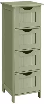 Vasagle Badezimmerschrank 4 Schubladen, 30x30x82cm, lorbeergr&uuml;n