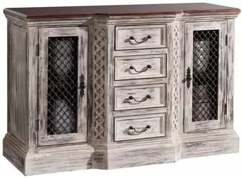 Massivmoebel24 Castle-Antik Sideboard Mango/Akazie, weiß gewachst, 135x50x90cm (05-312-810-1057)