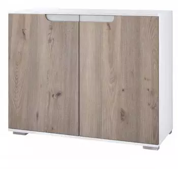 Vladon Sylt V3 Kommode 2 T&uuml;ren, wei&szlig; matt / Eiche Nordic, 92,5x75,5x35cm (50029058)