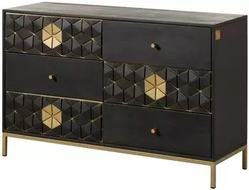 Massivmoebel24 Diamond #109 Sideboard Mango Massivholz, grau ge&ouml;lt, 122x40x77cm (09-330-760-0009)