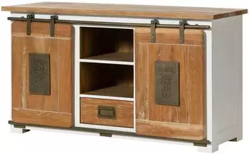 Massivmoebel24 Railway 502 Sideboard Mangoholz wei&szlig; lackiert 128x45x70cm (09-330-772-4003)